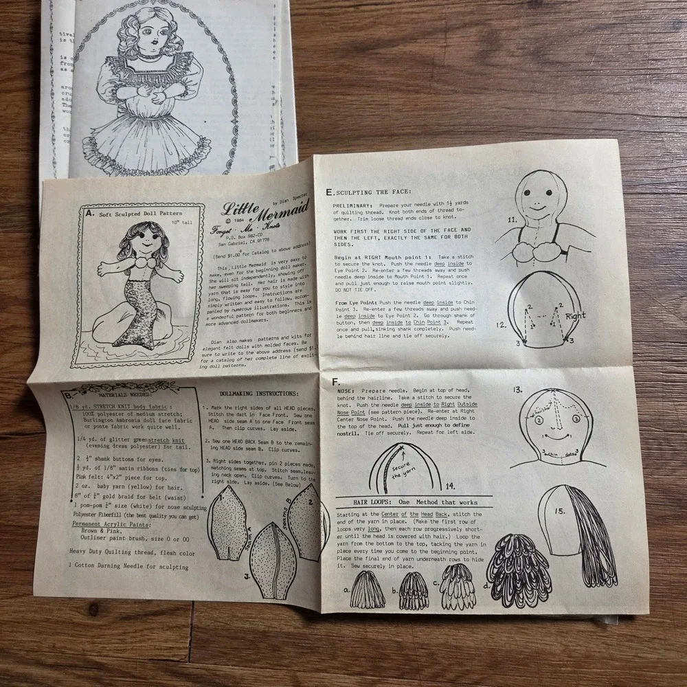 Vintage Lot Doll Pattern Hearts Content Molly Jane Little Mermaid Bertha Dress